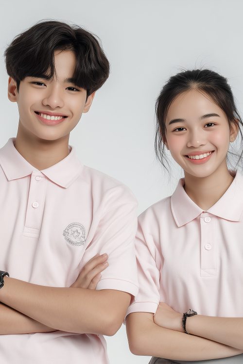 Light pink school polo shirt example