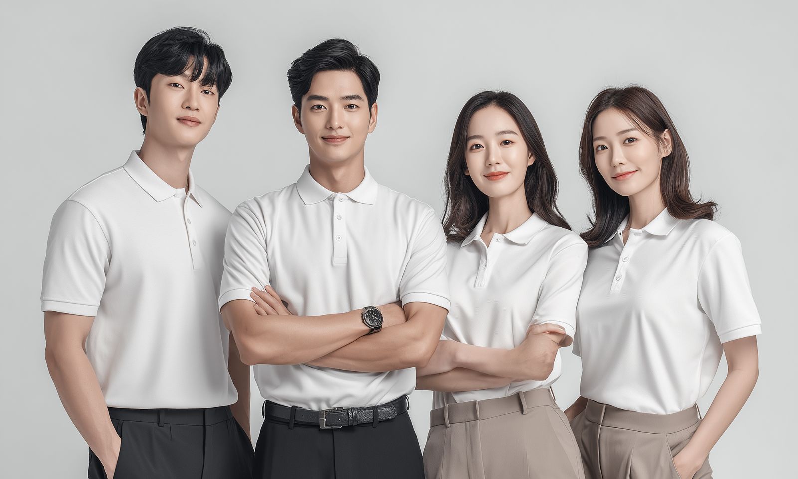White polo shirts with ECO-TECH logos